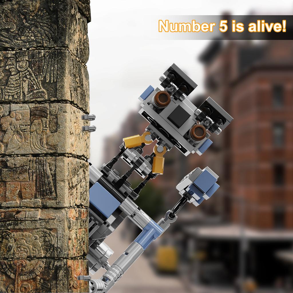 New In Johnny 5 Robot Toys Classic Movie Short Open Circuit Figures Robot Model Building Kit Decor Building Bricks Set Box