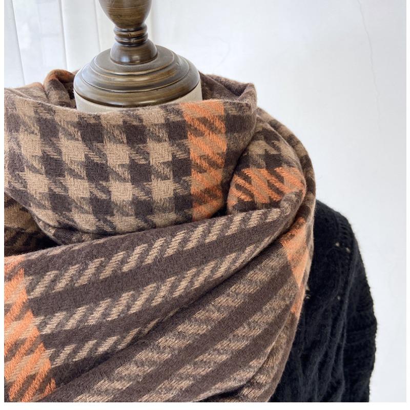 Imitation Cashmere Scarf Women's New European and American Tassel Plaid Scarf Autumn and Winter Warm Women's Shawl