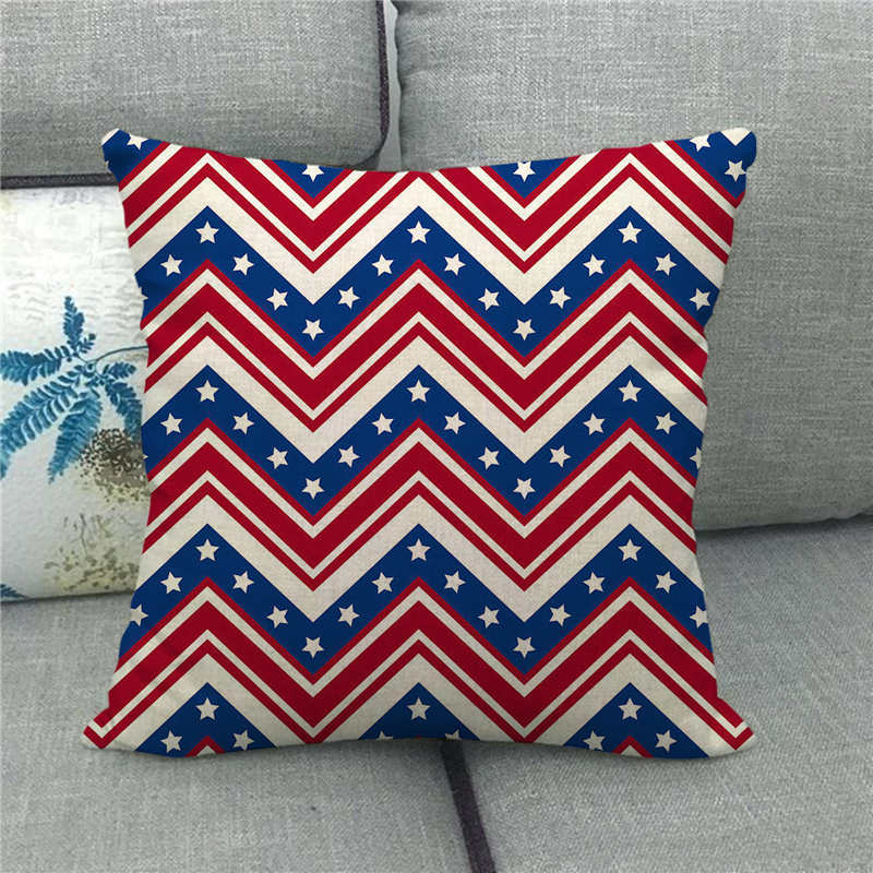 American Five-Pointed Star Geometry Digital Printing Short Plush Pillow Covers For Car Sofa Office Cushion Cover Home Goods