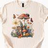 Mushroom Garden T-Shirt, Nature Inspired Tee, Vintage Botanical Shirt, Wilderness Graphic Top, Magical Forest CottageCore Clothing