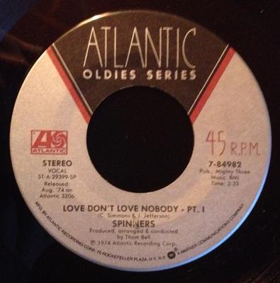 7inch Record SPINNERS - Love Don't Love Nobody 784982 Atlantic US Soul/Funk Used