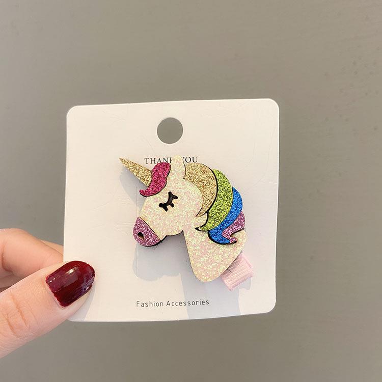 Korean Sparkly Cartoon Hair Clips for Girls - Unicorn & Bee Designs