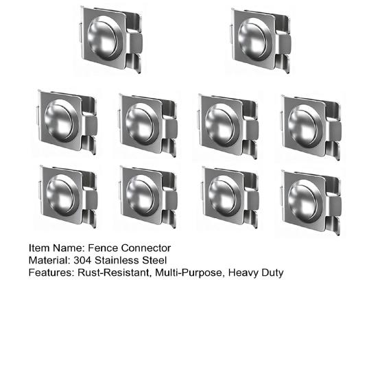 10Pcs Double Rod Fence Connectors Stainless Steel Fence Longitudinal Corner Connectors Wire Panel Connector Clamps for Fences Animal Enclosures