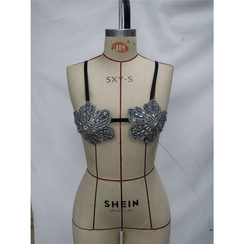 American Cross-Border New Style Women s Camisole Lingerie, Heavily Embellished with Rhinestones, Sexy Rhinestone-Embellished Tube Top for Hot Girls Silver XS