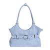 Solid Color Shoulder Bag with Buckle Strap Design Stylish Crossbody Bag for Daily Fashion Use