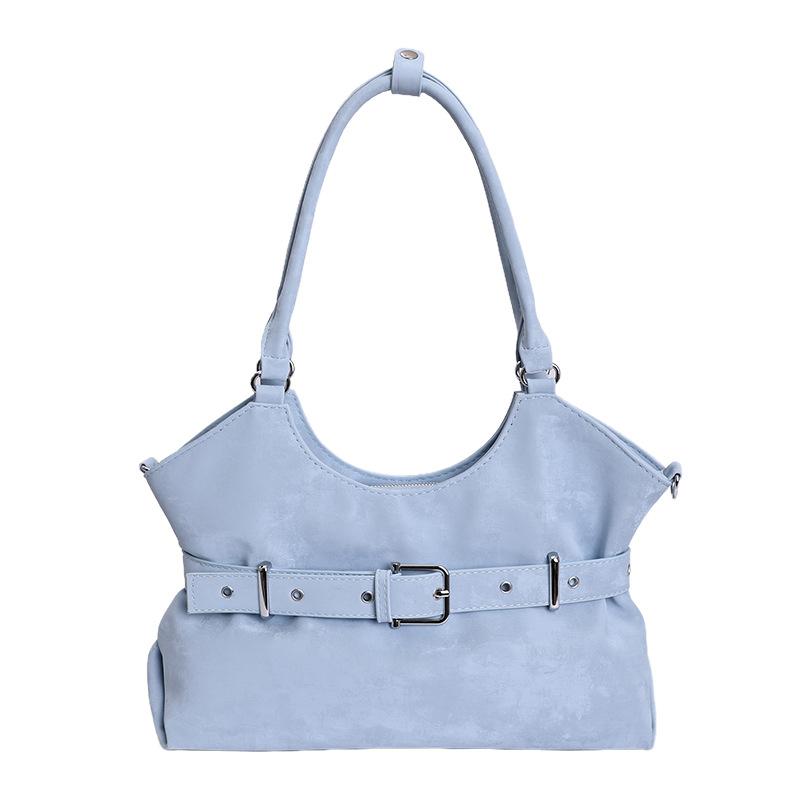 Solid Color Shoulder Bag with Buckle Strap Design Stylish Crossbody Bag for Daily Fashion Use