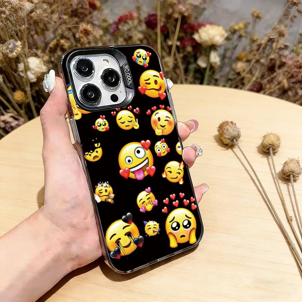 Funny emoji Phone Case For iPhone 17,16,15,14,13,12,11 Plus,Pro Max,XS,Colored Silver Plated Inside Cover