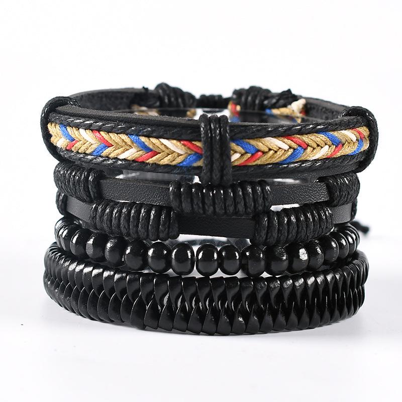 Unisex Handmade Woven Leather Bracelet - European and American Style Jewelry