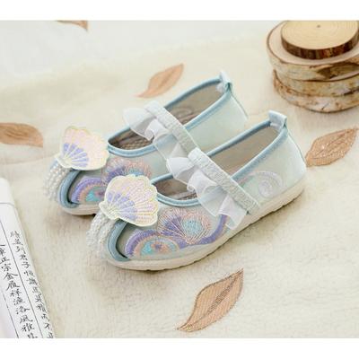 Hanfu sapatos bordados meninas estilo antigo feito à mão sapatos de dança infantil estilo chinês antigo traje bordado sapatos infantis verão