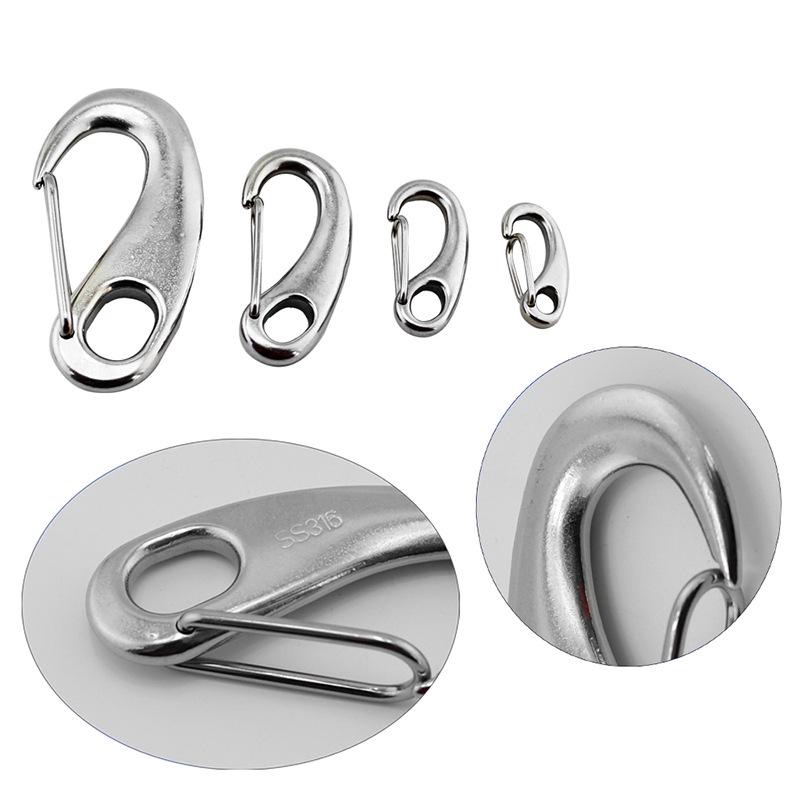 304 Stainless Steel Egg-Shaped Spring Hook Key Clip for Outdoor Use