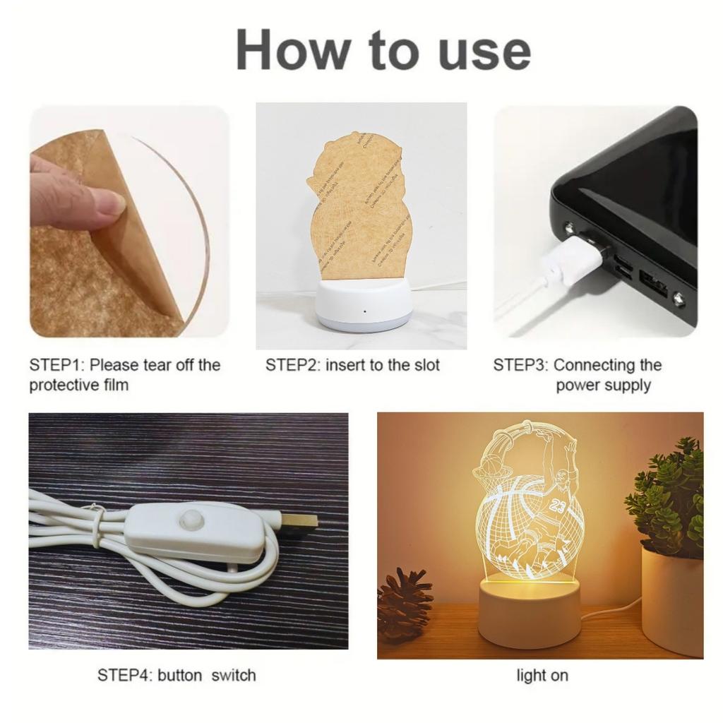 Creative 3D Night Light Basketball Sports Design, USB Ambient Bedside Lamp, Art Decoration, Bedroom Decoration