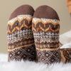 1 Pair Women Winter Socks Lamb Velvet Floor Socks Retro Ethnic Style Autumn Winter Calf Socks Daily Wear