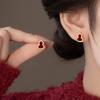 18k New Chinese Simple Zircon Gourd Stud Earrings Niche Earrings Fashionable Versatile Earrings