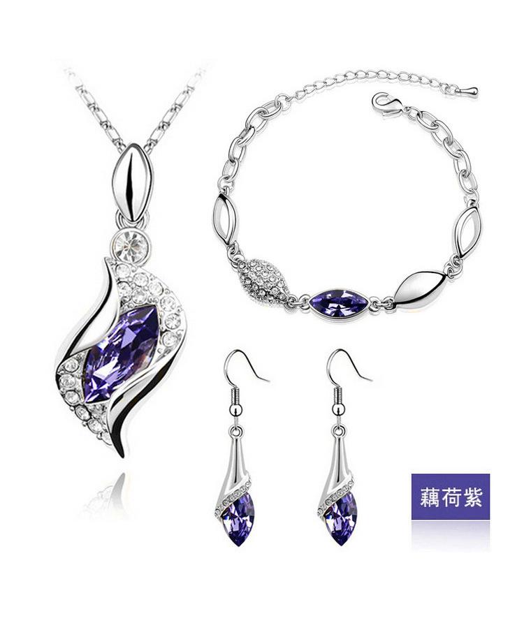 Nouvelle Mode Cristal Collier Bracelet Boucles d'Oreilles Zircon Ensembles pour Femmes Conjuntos De Joyeria