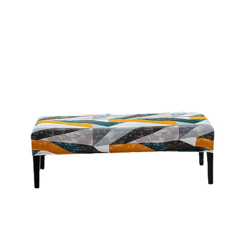 Geometric Bench Cover Stretch Spandex Piano Stool Cover Long Ottoman Cover Solid Color Changing Shoes Chair Slipcover Home Decor