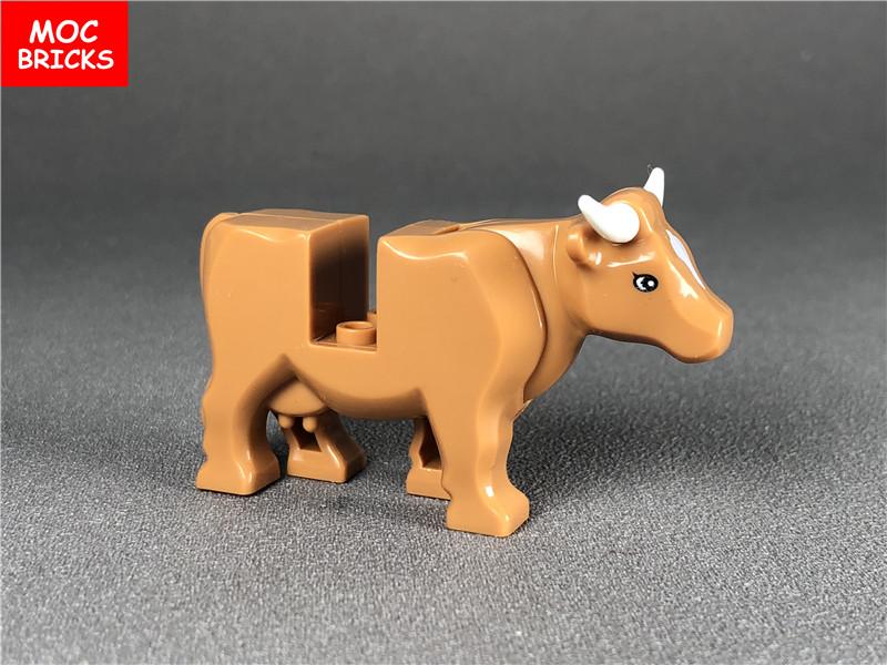 5pcs/lot MOC Bricks Animal Milk Cow Cattle Farm Educational DIY Building Blocks Figure Toys for children Dolls Xmas Gifts
