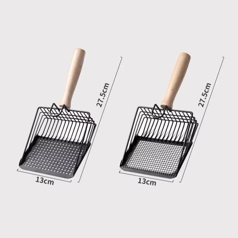 Cat Litter Scoop with Ergonomic Handle & Hook Durable Metal Fine Mesh Sifter Shovel Cat Waste Cleaning Tools for Cat Litter Box