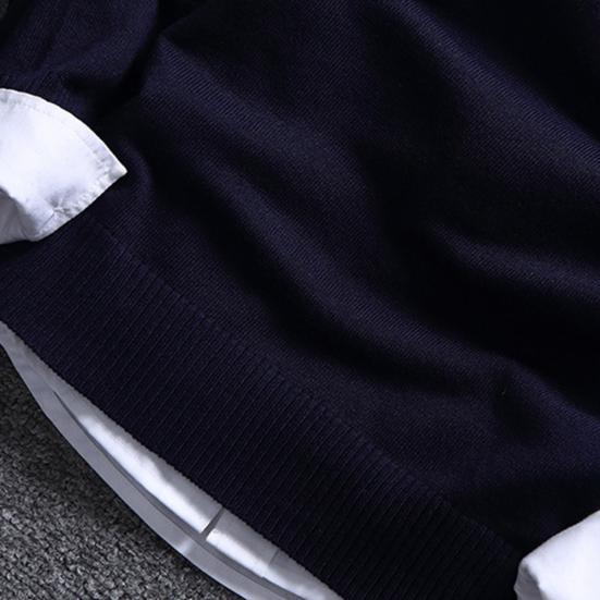 Herren Color Block Streifen Rundhals Langarm Schlank Gestrickter Pullover Pullover Oberteil