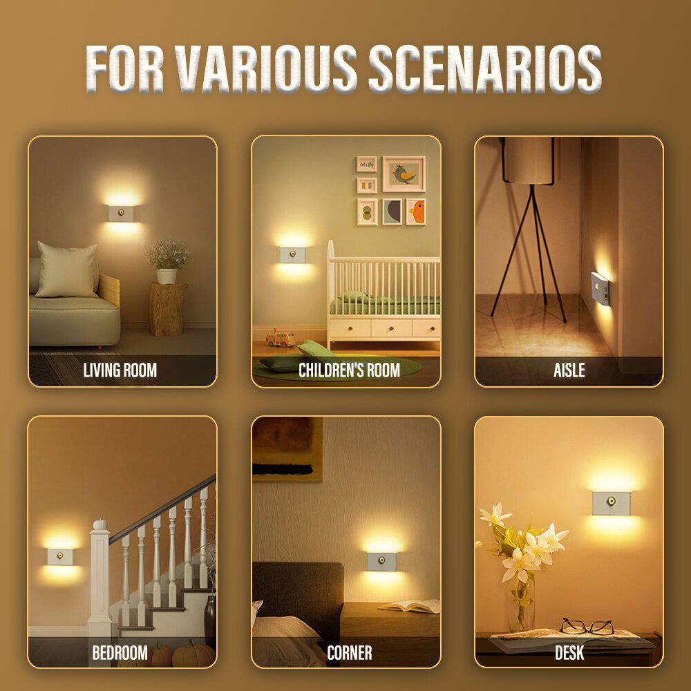 1pcs LED Induction Night Light Wireless USB Charging Human Body Induction Wall Light Bedroom Corridor Cabinet Bathroom Night Light