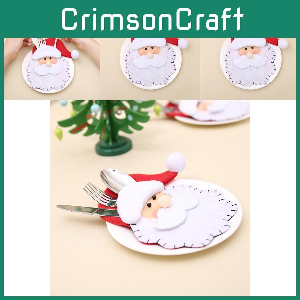 Festive New Christmas Santa Fork And Knife Holder Cutlery Pouch For Holiday Dining
