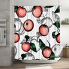 Red Apple Shower Curtain Decor with Green Leaves Modern Floral Bathtub Accessories for Bathroom White Background Print Home Text