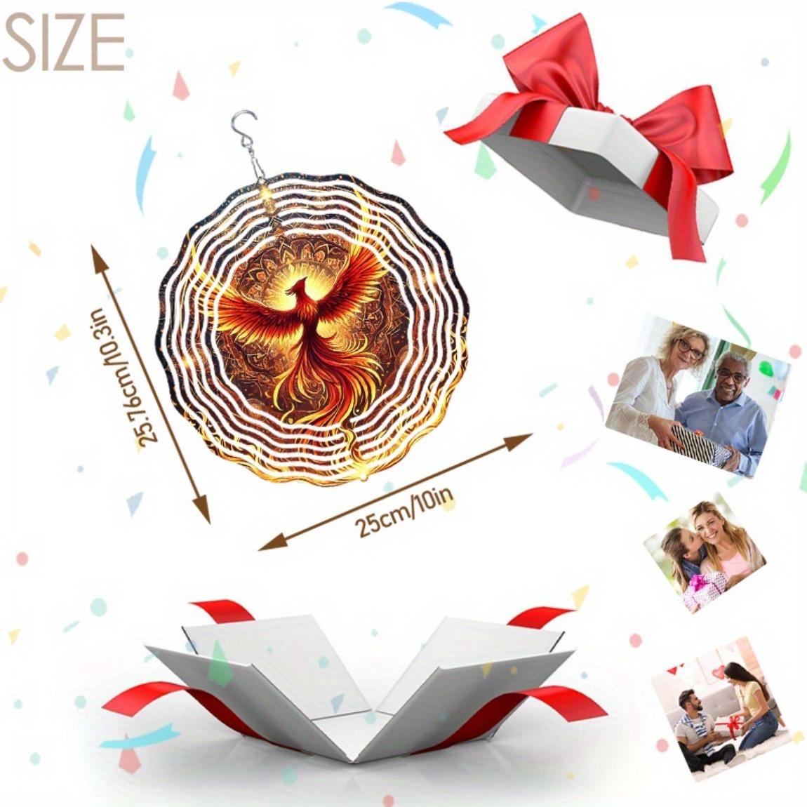 

Феникс Колокольчик Ветра Уличный Внутренний Декор Золотисто-Красный Дизайн Пера Металлический Подвесной Орнамент для Хэллоуина Рождества Дня Благодарения Праздника