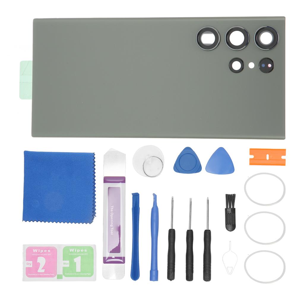 Replacement Back Glass Cover with Pre Installed Camera Lens and Repair Tool Kit for Samsung Galaxy