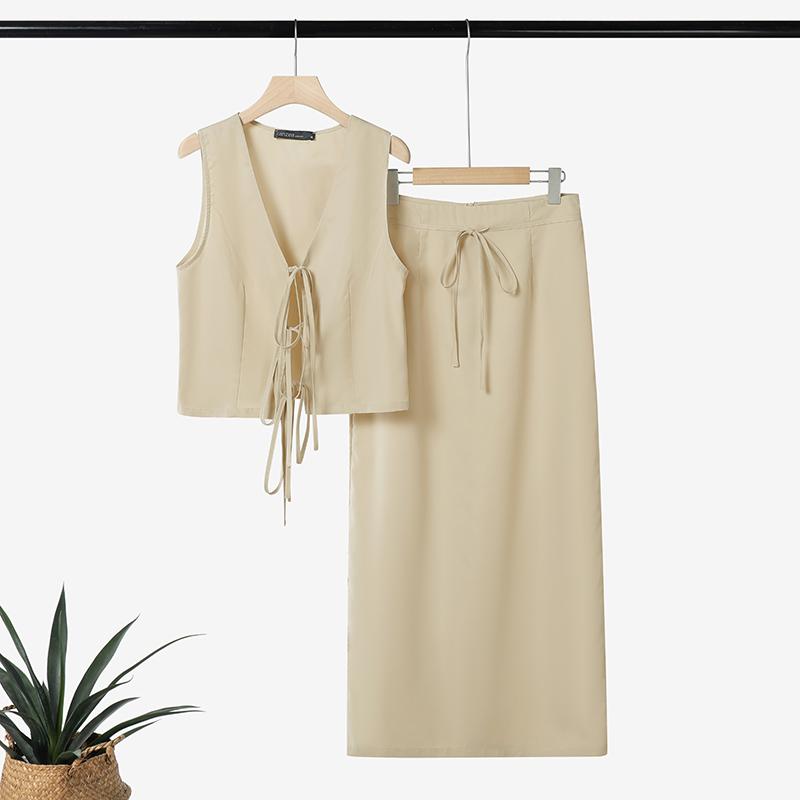 

ZANZEA Women Sleeveless Vest and Skirts Summer Two Piece Suit Sets S белый