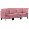 Living Room Set with Cushions and Storage 3 Pcs Pink Velvet