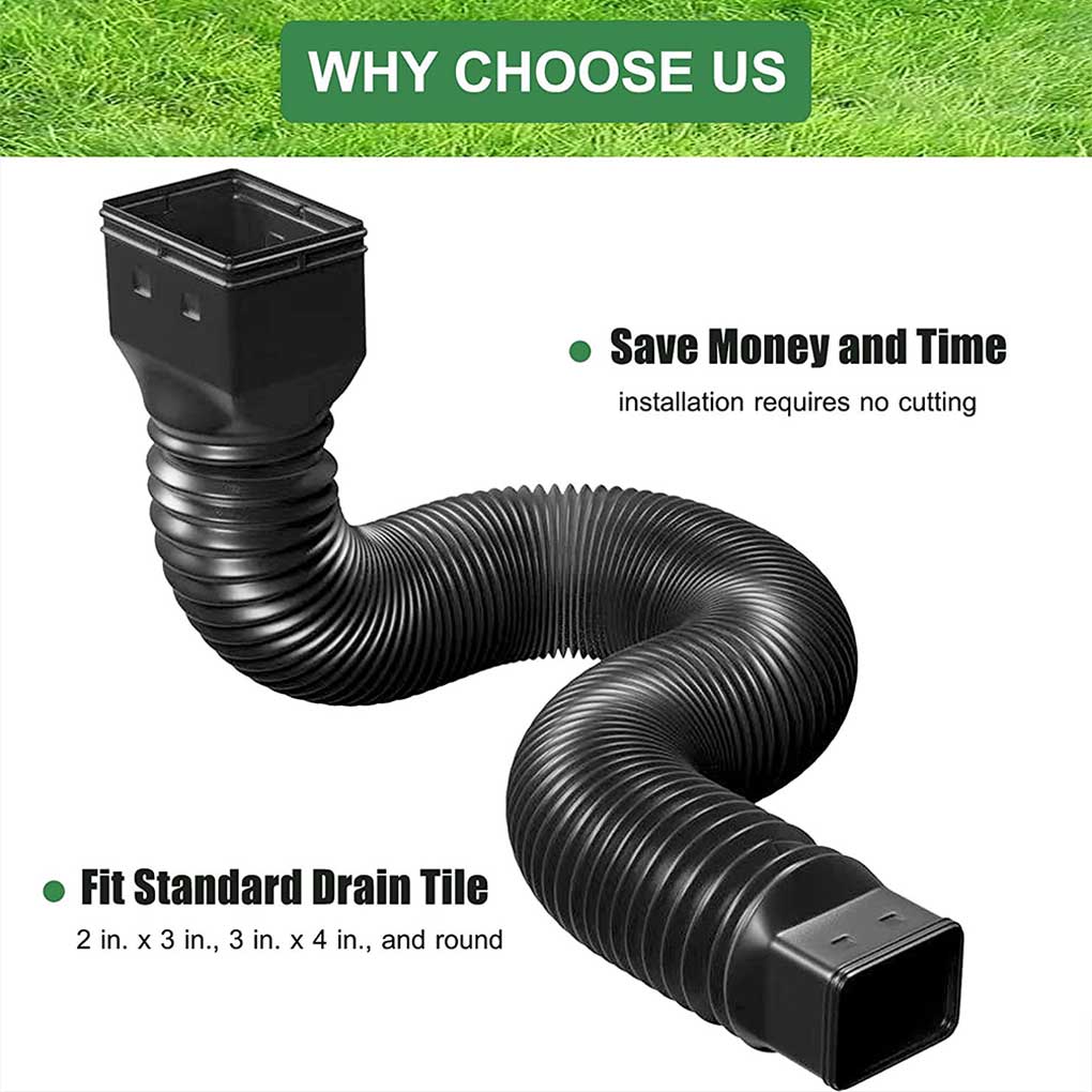 2 Pieces Rain Gutter Downspout Extension  Universal Drain Down Spout Extender Replacement Connector Accessories Black