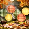 Rot Grün Gelb karierte Papierlaterne Karomuster Kariert Hängende Große Runde Laterne für Geburtstag Junggesellinnenabschied Outdoor Camping Dekoration