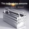 Extra Thick Stainless Steel Three-Layer Folding Toolbox - Portable Iron Sheet Industrial Storage Box for Home or Car.
