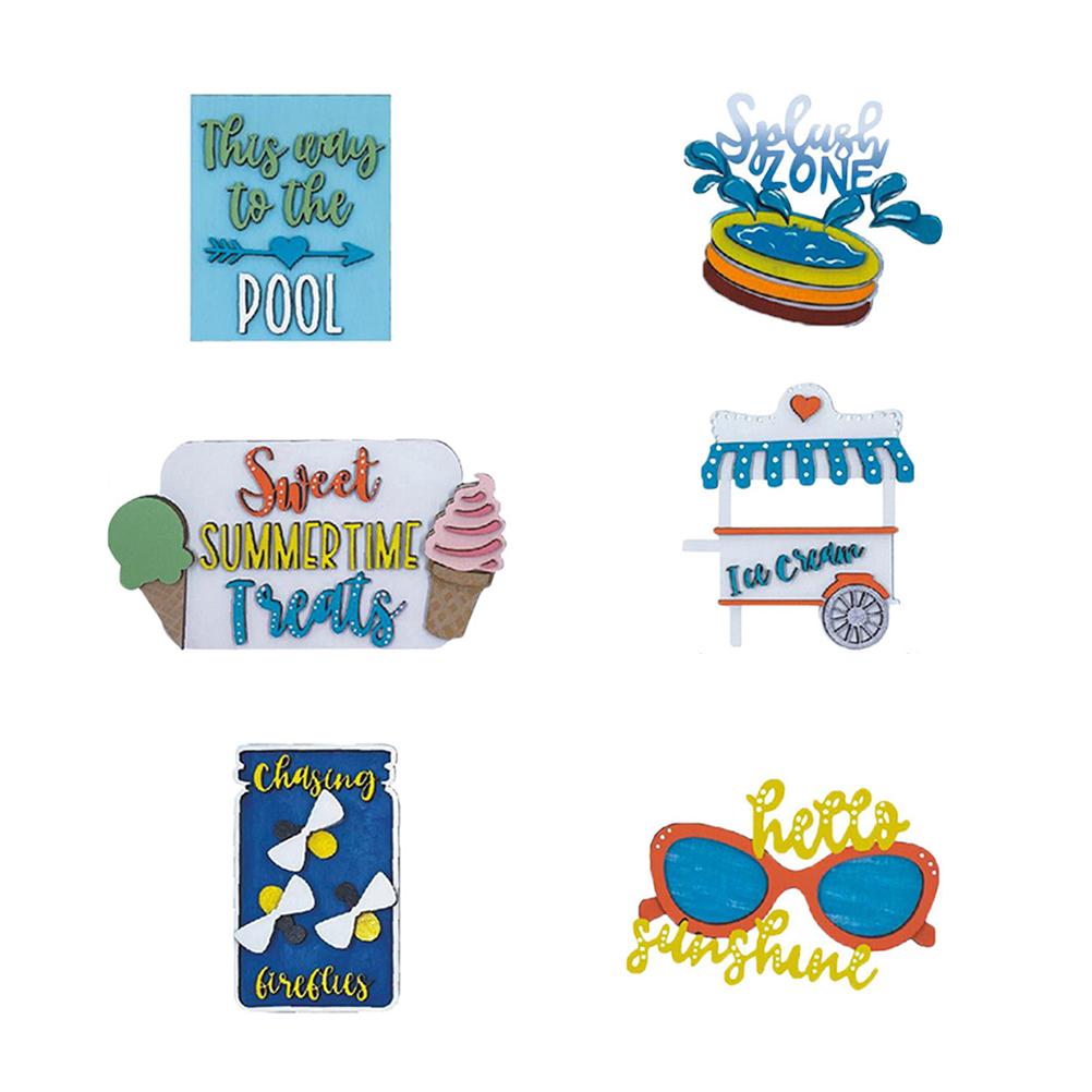 Summer Tiered Tray Decor Set Farmhouse Wood Tiered Tray Decor Items Summer Theme Mini Wooden Signs Home Kitchen