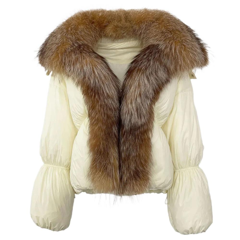OFTBUY Winter Jacket Women Big Real Fox Raccoon Fur Collar Natural Warm Duck Down Coat Short Outerwear Streetwear Loose Casual