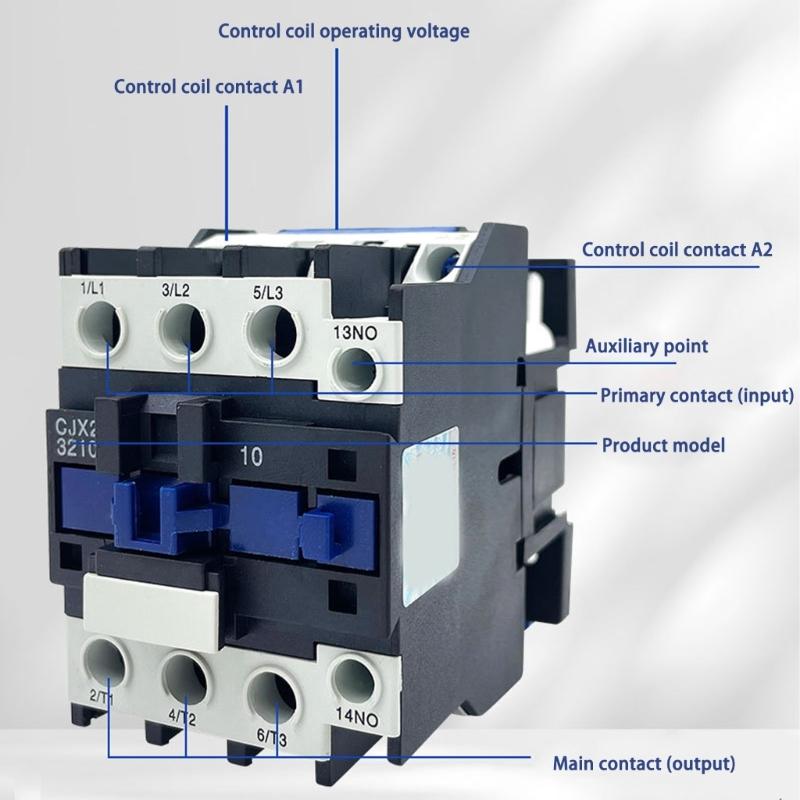 CJX2-3210 3 Phase Electric Power Contactor With Copper Coil And Silver Alloys Contacts For Industrial Lighting Systems