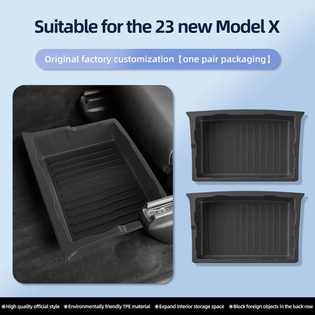 For Tesla Model X Under Seat Storage Box Car Interior Accessories Drawer Type Storage Organizer Lower Box Case 2025-2025