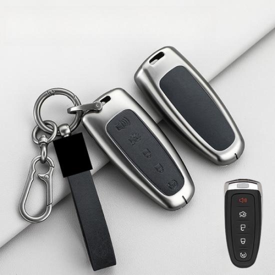 Zinc Alloy Leather Car Remote Key Fob Case Cover For Ford Escape Edge Explorer