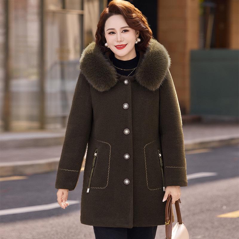 Mink Velvet Coat: New Winter Style for Middle-Aged Women, Plus-Size Woolen Jacket for Autumn and Winter