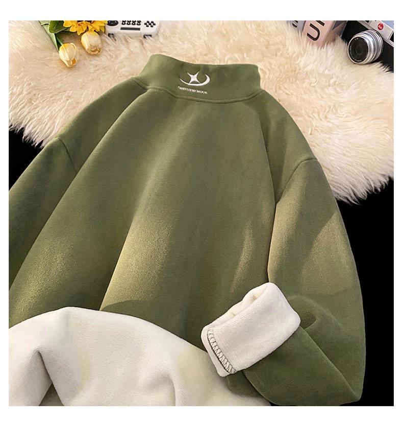 Men's Fleece Half-High Collar Sweatshirt, Velvet-Thickened, Loose Fit, Long Sleeve, Perfect for Autumn/Winter 2025.