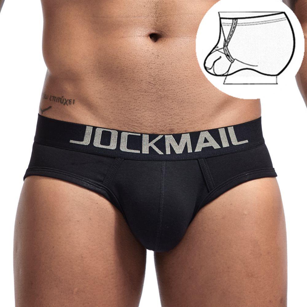 

JOCKMAIL Men s Low Rise Combed Cotton Jockstrap Briefs with U-Pouch L чёрный