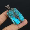 Tree Of Life Tibetan Turquoise Pendant, 999 Copper Wire Wrapped Gemstone Jewelry, Handmade Pendant, For Thanksgiving