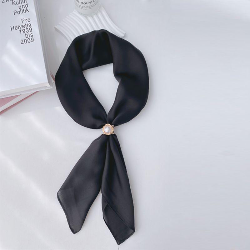 

Однотонный шарф для женщин, универсальный для весны и осени, профессиональный бежевый тонкий шарф для женщин 70*70 чёрный