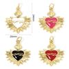 1 Piece 18K Gold Plated Multicolor Ex Voto Heart Enamel Pendants Brass Religious Heart Charms for Necklace Making 24mm x 20mm