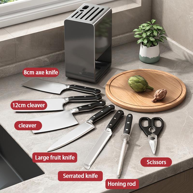 Knife Rack Kitchen Stainless Steel Multi-Functional Wall-Mounted No-Drill Knife Holder
