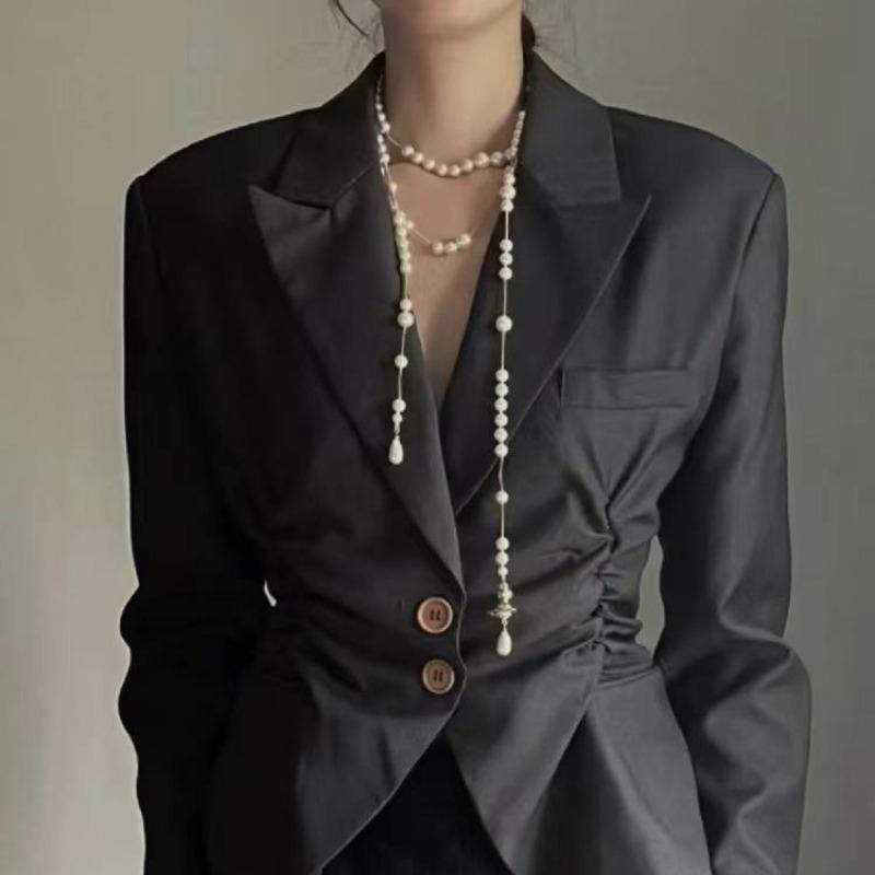 Kaiserinwitwe Vivienne Gebrochene Perle Asymmetrische Dreidimensionale Saturn Lange Halskette NANA Stern Gleicher Stil