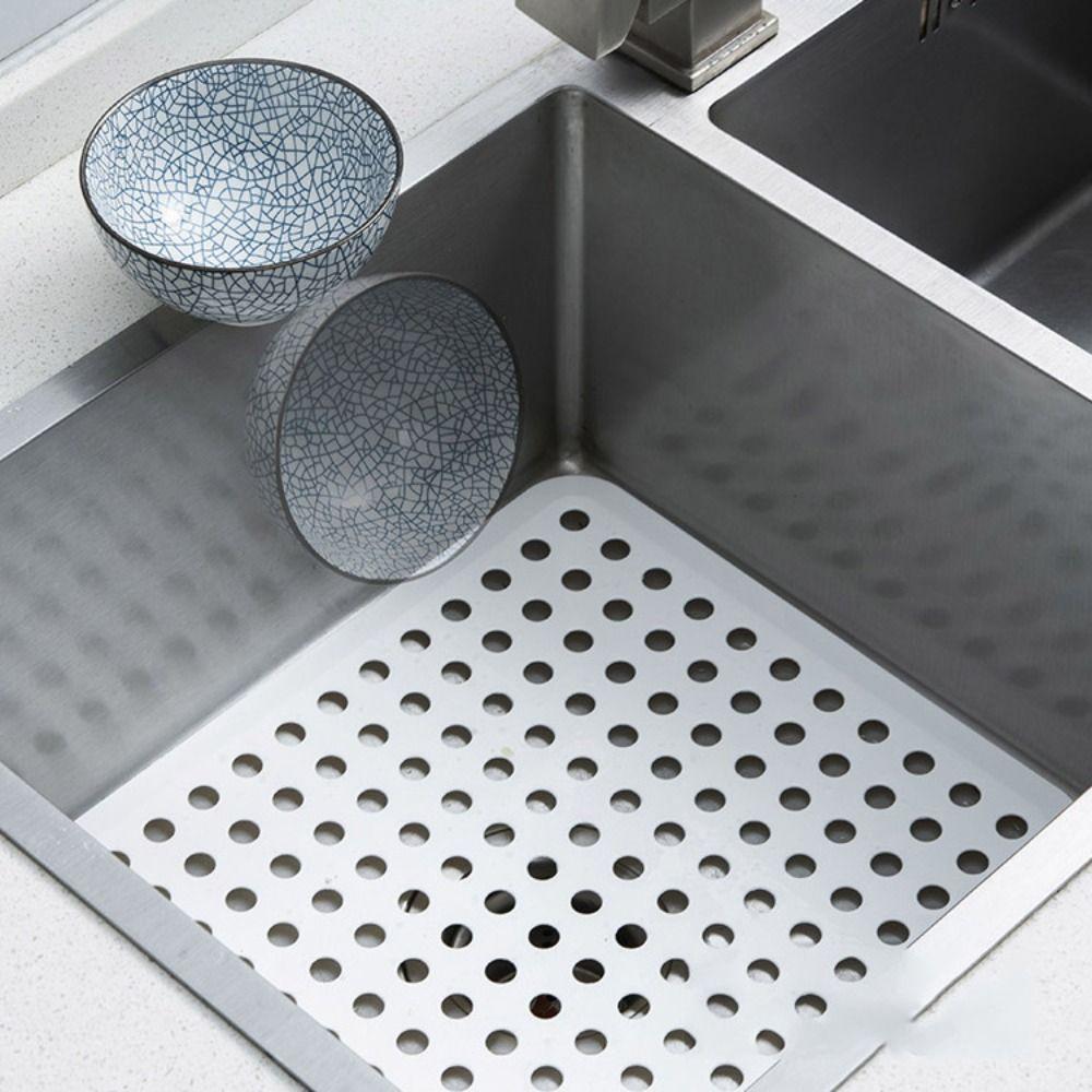 Anti-blocking Sink Drain Mat Hollow Dish Drying Mat Multifunctional Sink Protectors  Tableware