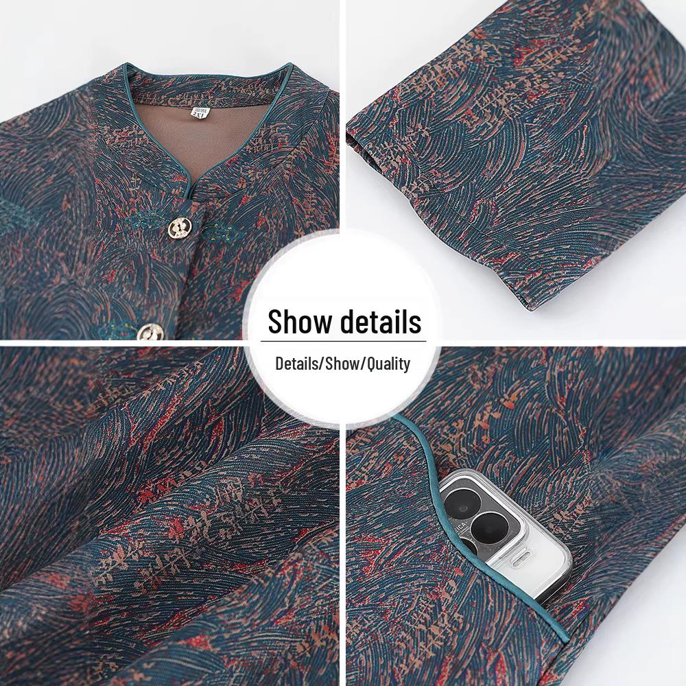 Elegant Two-Piece Spring & Autumn Shirt Suit for Middle-Aged and Elderly Women