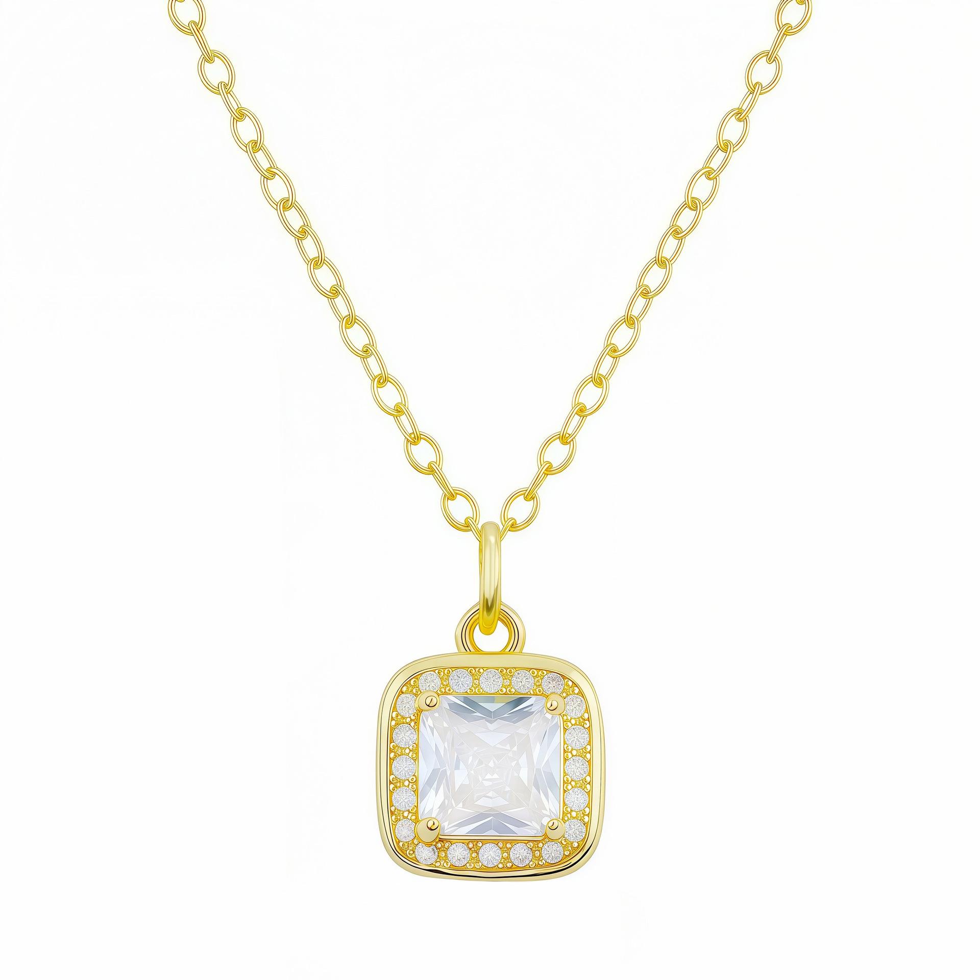 

Жіноче європейське та американське розкішне позолочене кулон-намисто з цирконами Copper Plated 18K Gold