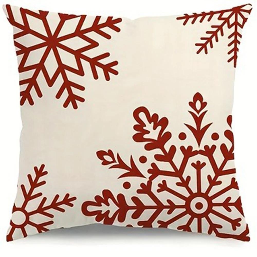 Christmas Decoration Pillowcase Red Snowflake Christmas Tree Pillow Cover Living Room Sofa Cushion Cover Room Home Decoration