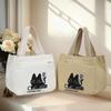 Cartoon Charging Cat Pattern Canvas Versatile Handbag Commuting Office Worker Lunch Tote Bag